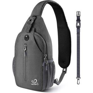 Men Grey 1 Crossbody Sling Backpack Sling Bag Travel Hiking Chest Daypack